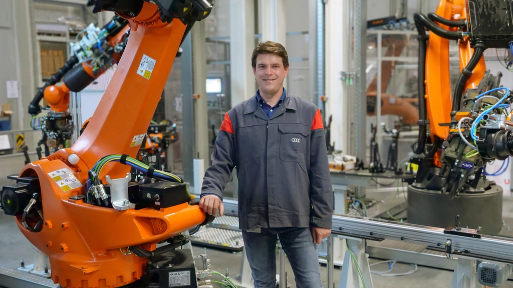 Man in a robotics lab