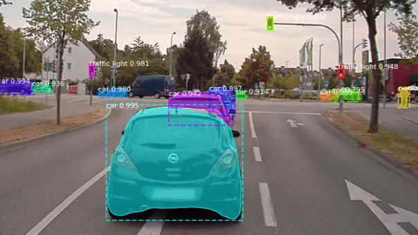 Scenario. Intersection with sensor data of various participants in road traffic